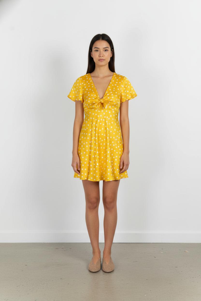 Robe Portefeuille Jaune et Blanche - Taille XS/34 de la marque Claudie Pierlot | PARAD98217 - Vendu par Paradigme - Image 1