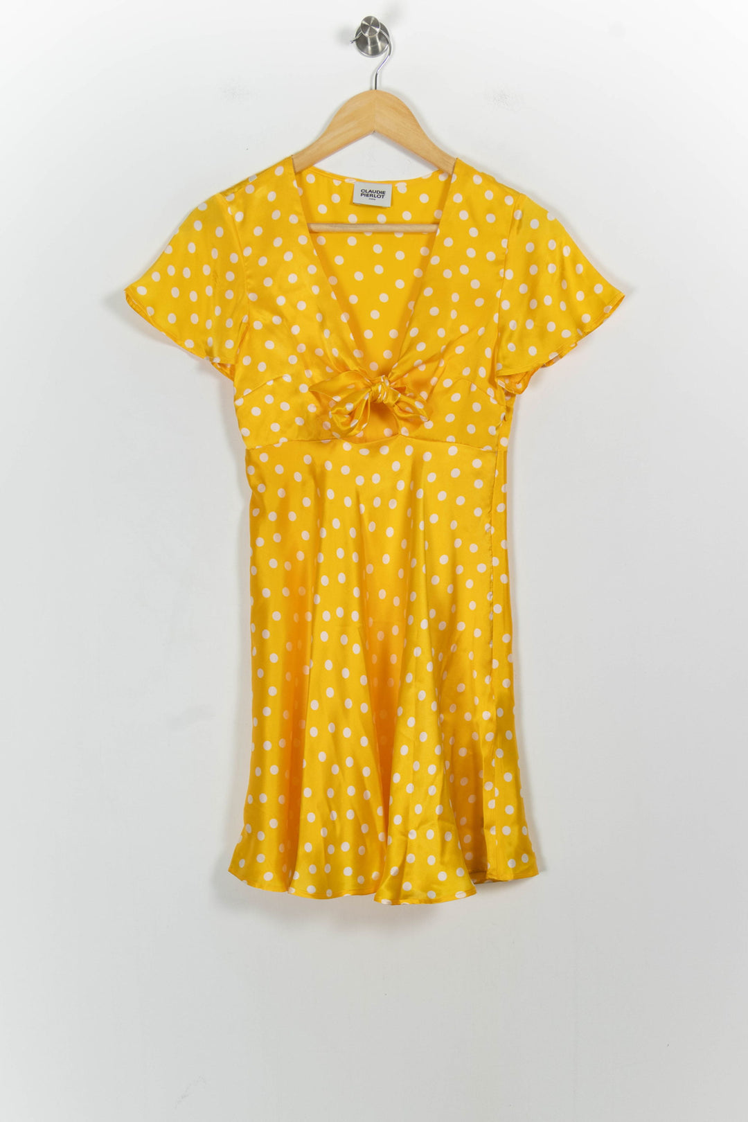 Robe Portefeuille Jaune et Blanche - Taille XS/34 de la marque Claudie Pierlot | PARAD98217 - Vendu par Paradigme - Image 2