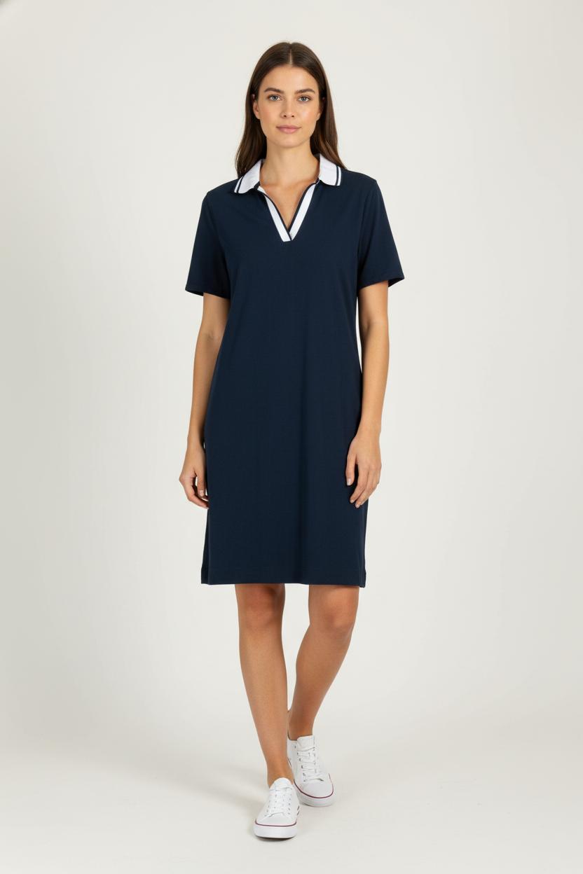 Robe polo bleue et blanche - Taille XL/42 de la marque Caroll | PARAD98270 - Vendu par Paradigme - Image 1