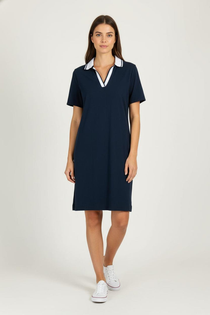 Robe polo bleue et blanche - Taille XL/42 de la marque Caroll | PARAD98270 - Vendu par Paradigme - Image 1