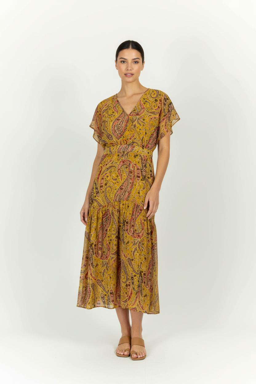 Robe Longue Jaune et Rouge - Taille M/38 de la marque IKKS | PARAD98275 - Vendu par Paradigme - Image 1