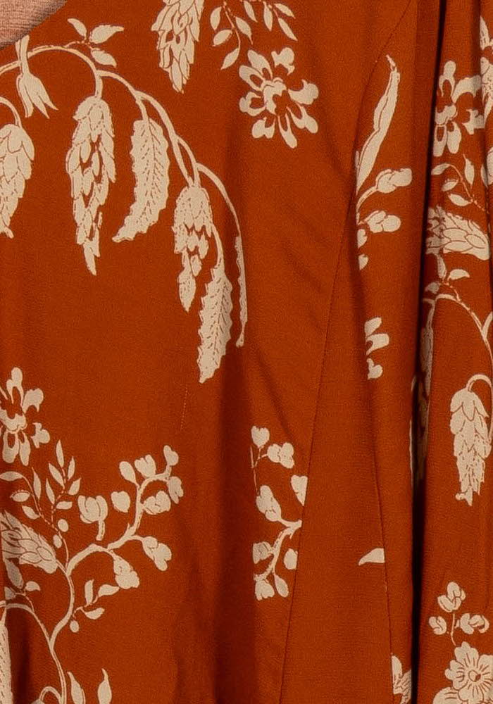 Robe Fleurie Orange et Beige - Taille L/40 de la marque Sézane | PARAD98291 - Vendu par Paradigme - Image 3