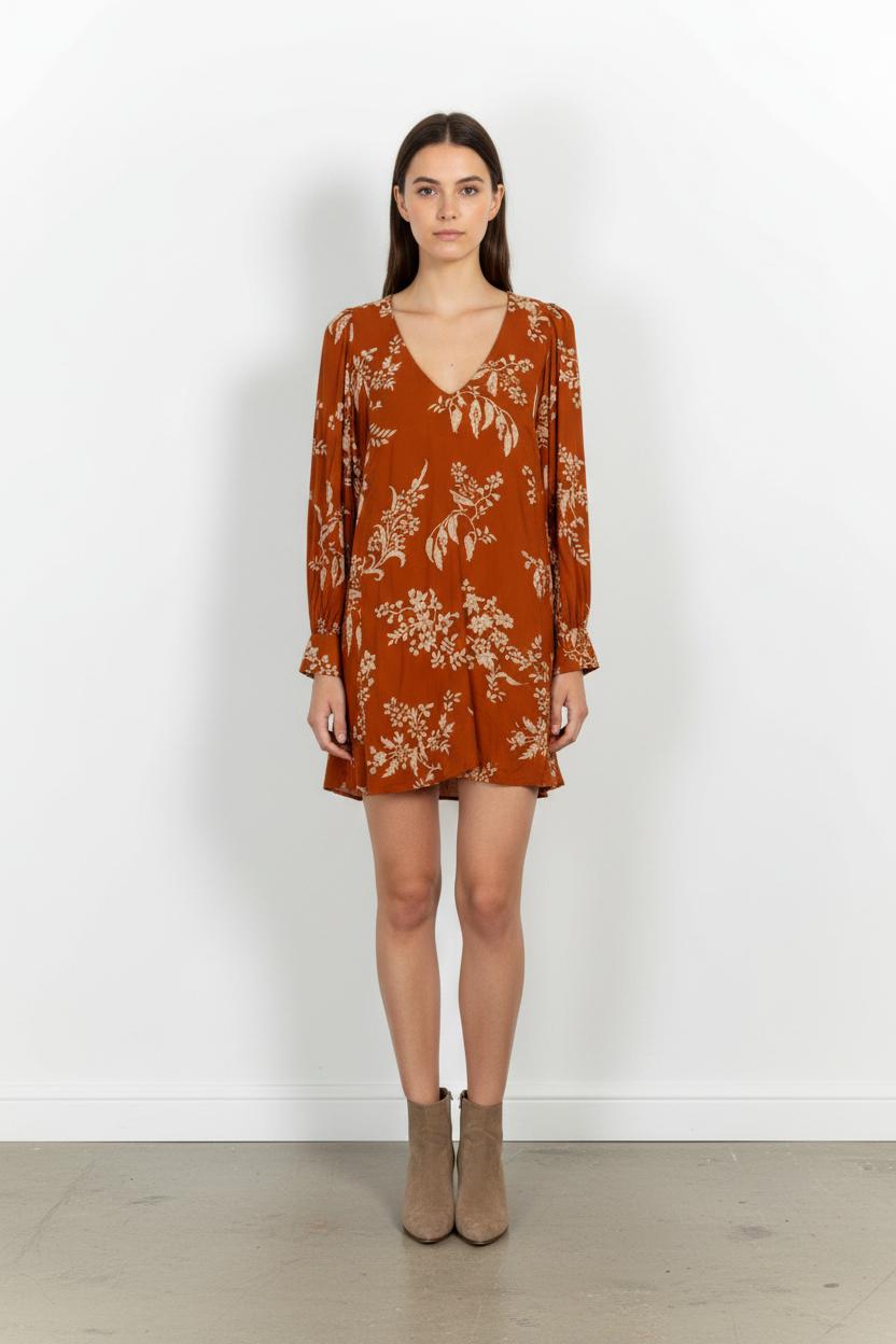 Robe Fleurie Orange et Beige - Taille L/40 de la marque Sézane | PARAD98291 - Vendu par Paradigme - Image 1