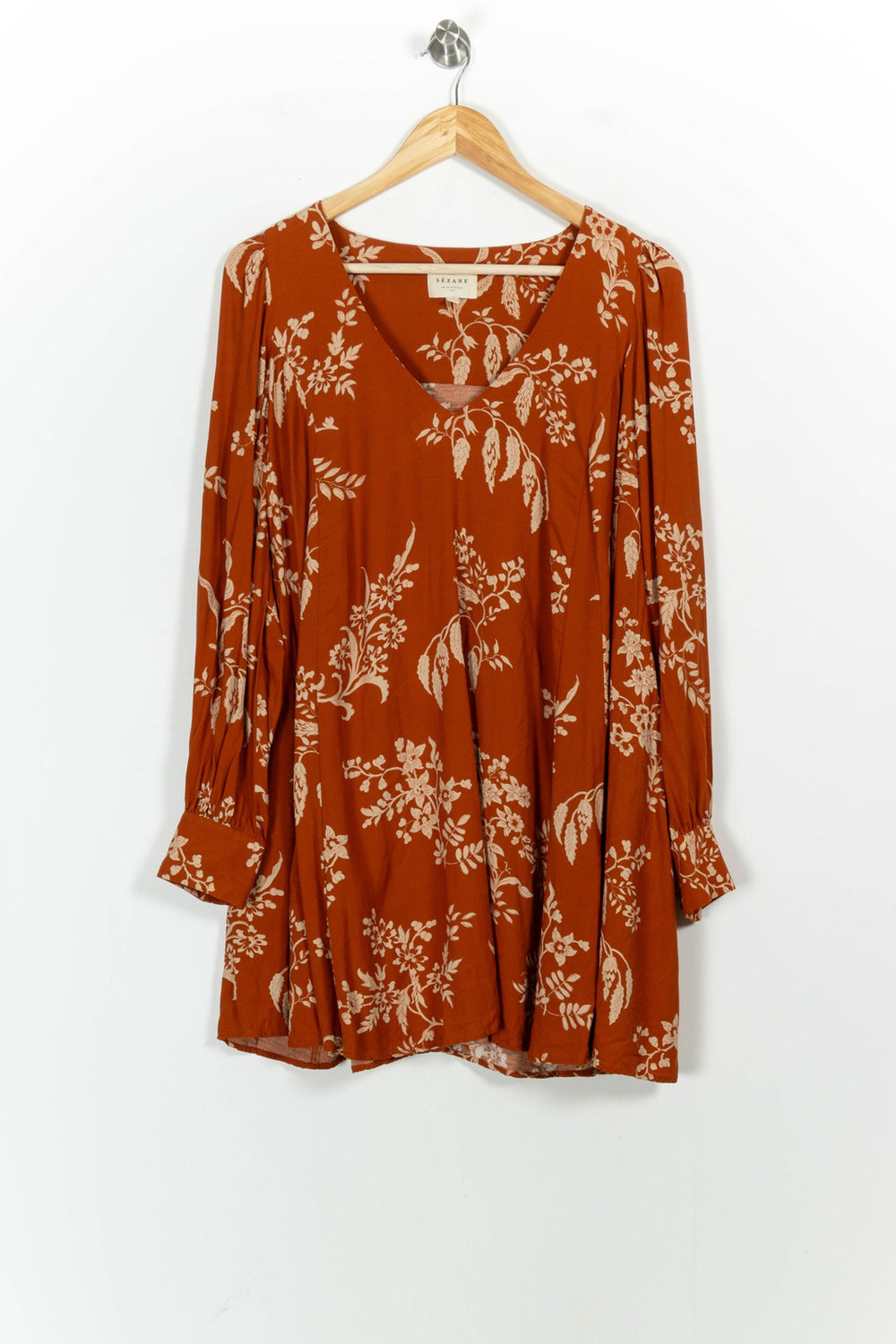 Robe Fleurie Orange et Beige - Taille L/40 de la marque Sézane | PARAD98291 - Vendu par Paradigme - Image 2