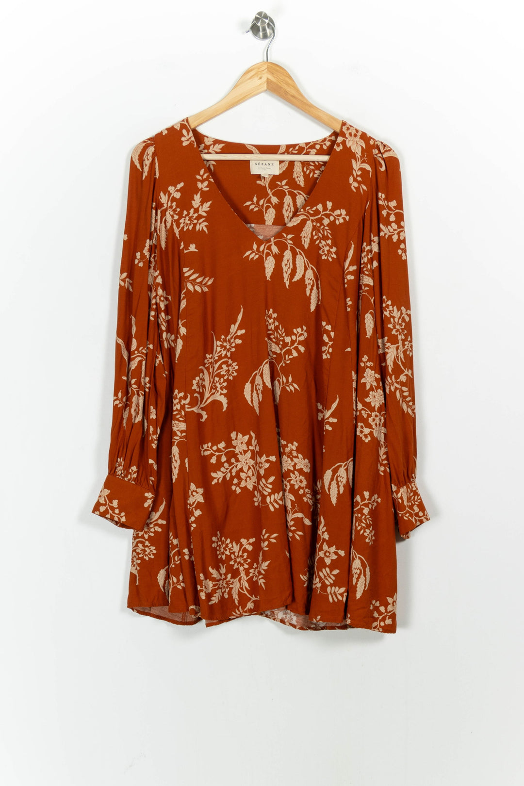 Robe Fleurie Orange et Beige - Taille L/40 de la marque Sézane | PARAD98291 - Vendu par Paradigme - Image 2