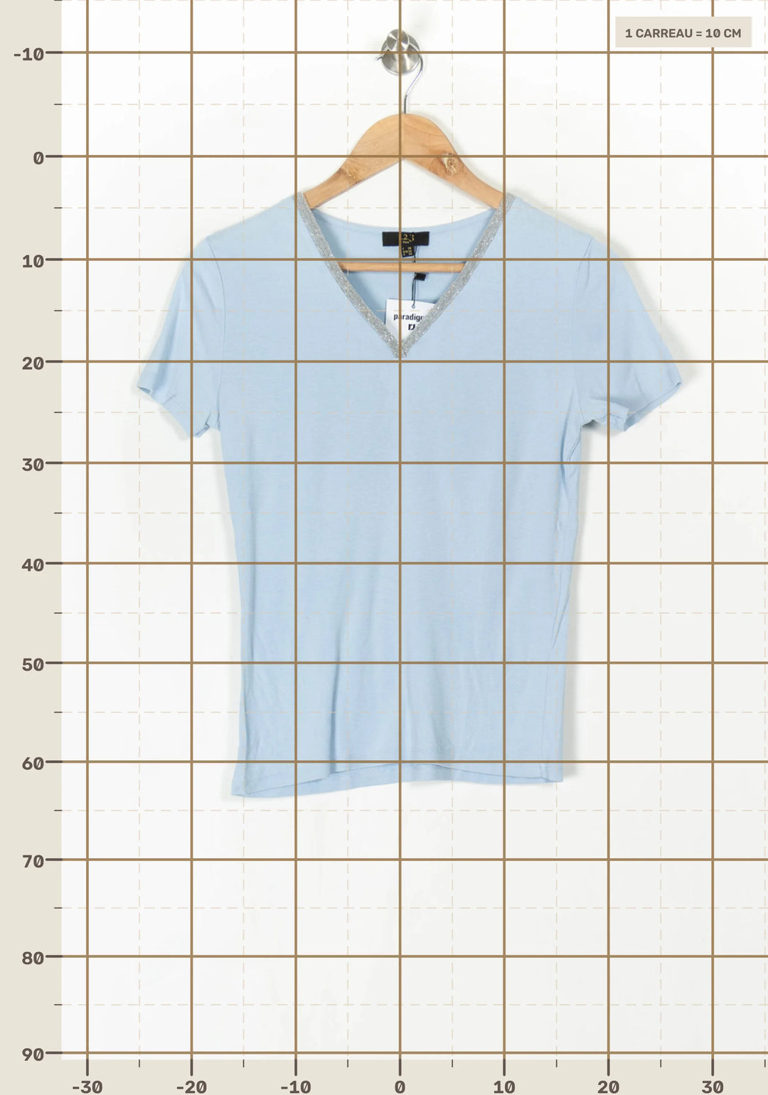Tee-shirt à col V Bleu - Taille M/38 de la marque Maison 123 | PARAD98334 - Vendu par Paradigme - Image 4