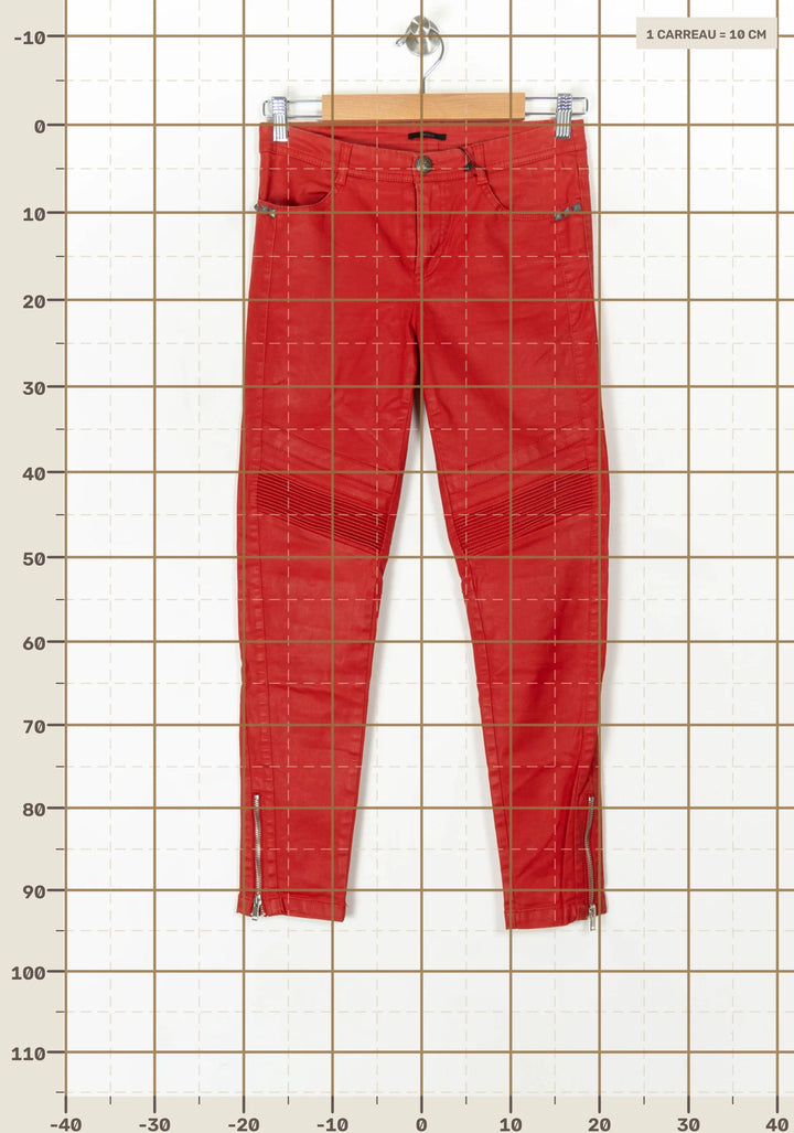 Pantalon en cuir rouge - Taille S/36 de la marque IKKS | PARAD98358 - Vendu par Paradigme - Image 4