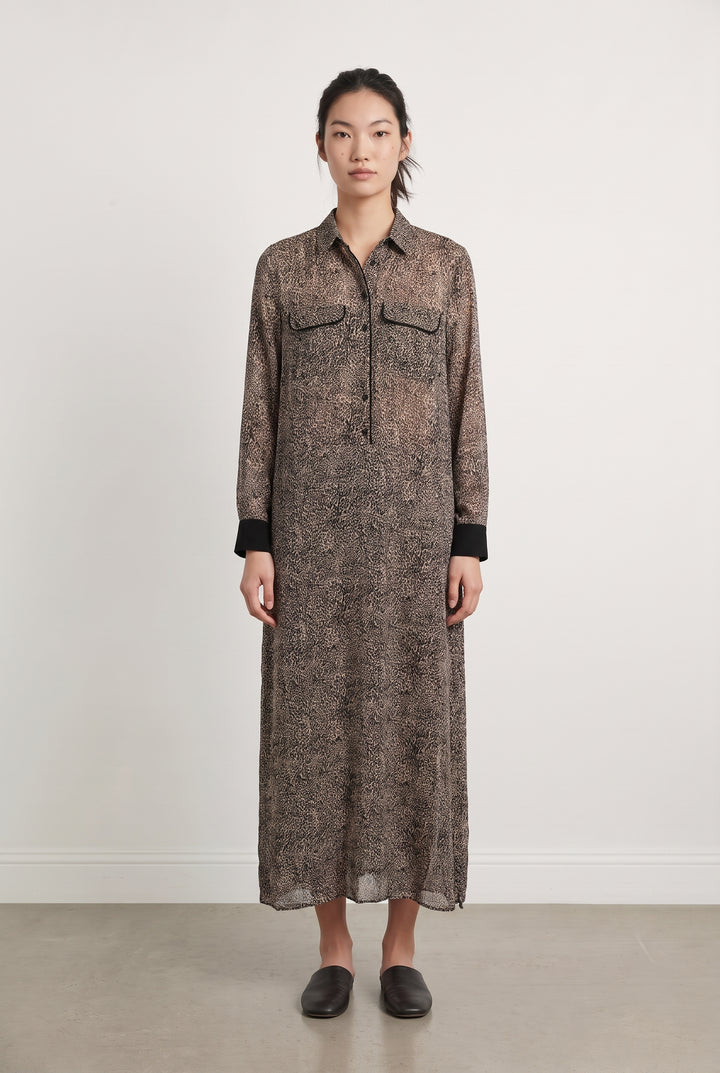 Robe Longue Marron et Noire - Taille M/38 de la marque IKKS | PARAD98435 - Vendu par Paradigme - Image 1