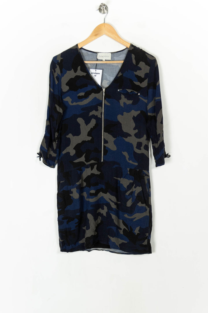 Robe Midi Bleue et Grise - Taille S/36 de la marque Sud express | PARAD98460 - Vendu par Paradigme - Image 2