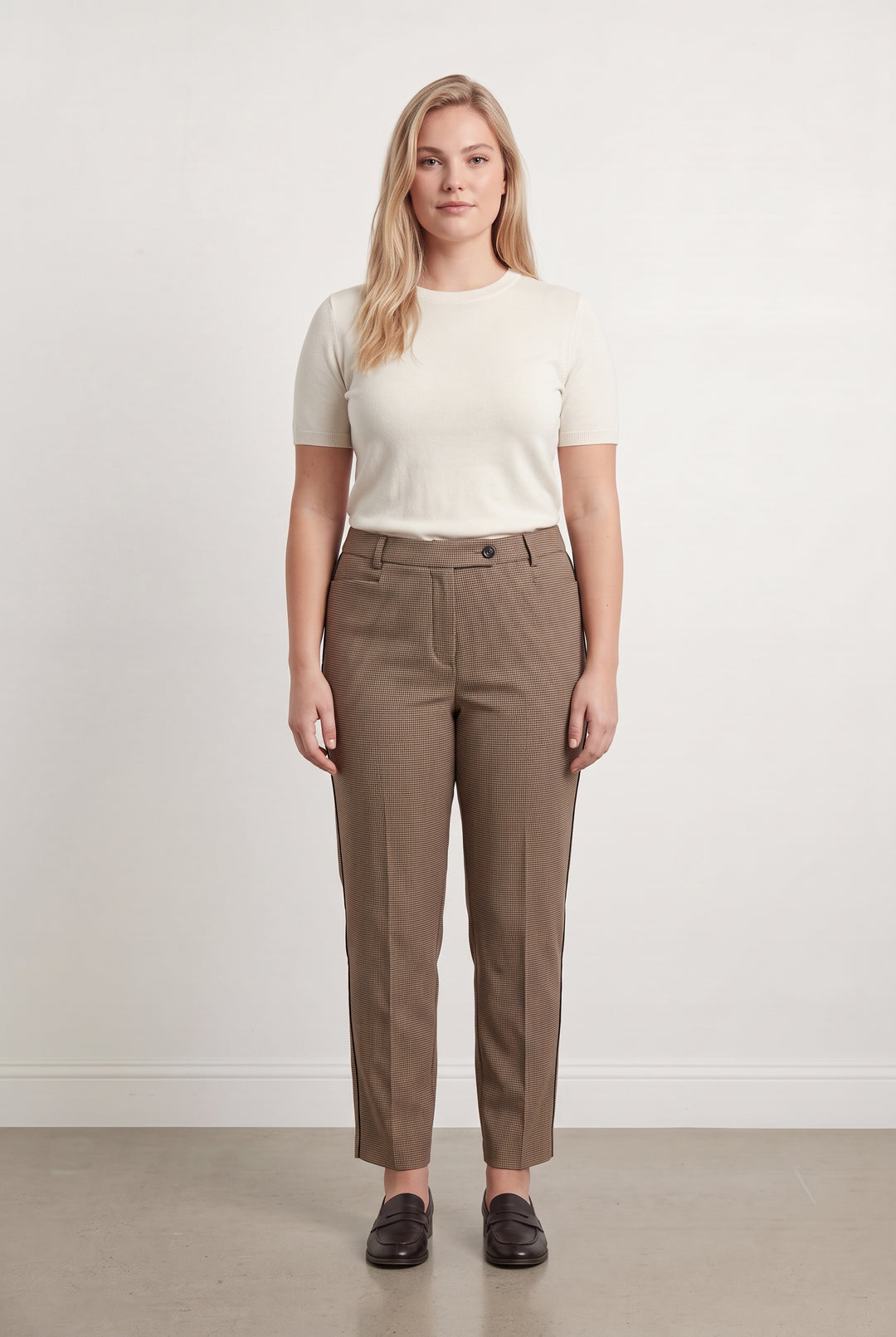 Pantalon De Tailleur À Carreaux Marron - Taille XL/42 de la marque Maison 123 | PARAD98466 - Vendu par Paradigme - Image 1