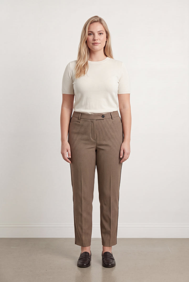 Pantalon De Tailleur À Carreaux Marron - Taille XL/42 de la marque Maison 123 | PARAD98466 - Vendu par Paradigme - Image 1