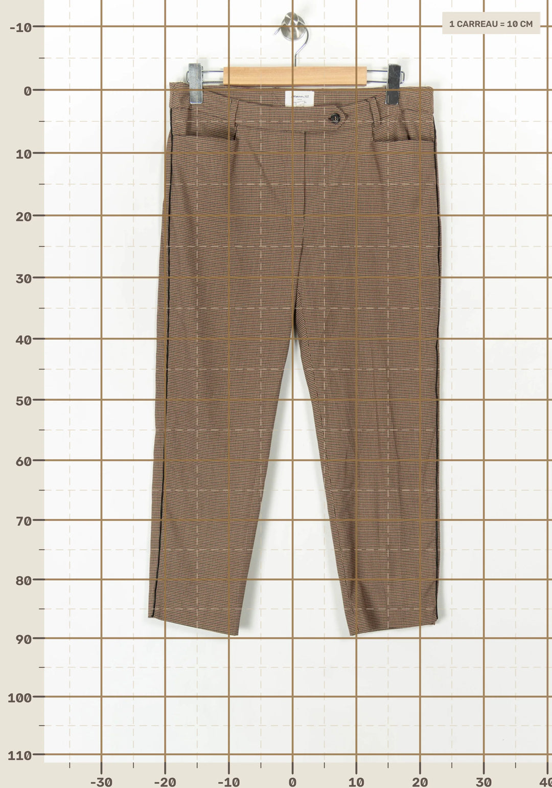 Pantalon De Tailleur À Carreaux Marron - Taille XL/42 de la marque Maison 123 | PARAD98466 - Vendu par Paradigme - Image 4
