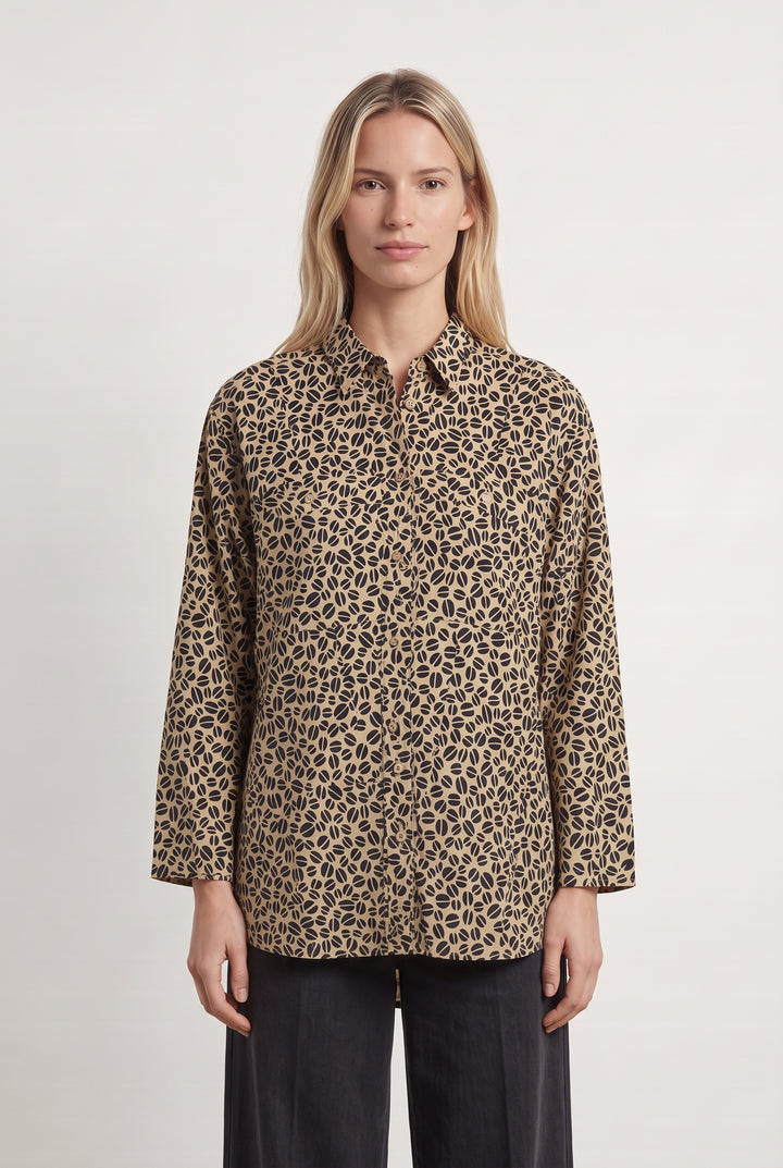 Chemise Beige et Noire - Taille S/36 de la marque Rodier | PARAD98469 - Vendu par Paradigme - Image 1