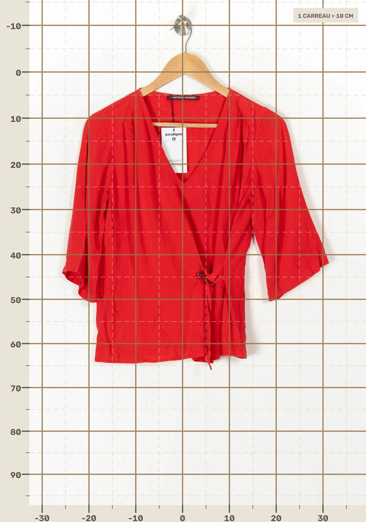Blouse Portefeuille Rouge - Taille S/36 de la marque Comptoir des Cotonniers | PARAD98476 - Vendu par Paradigme - Image 4