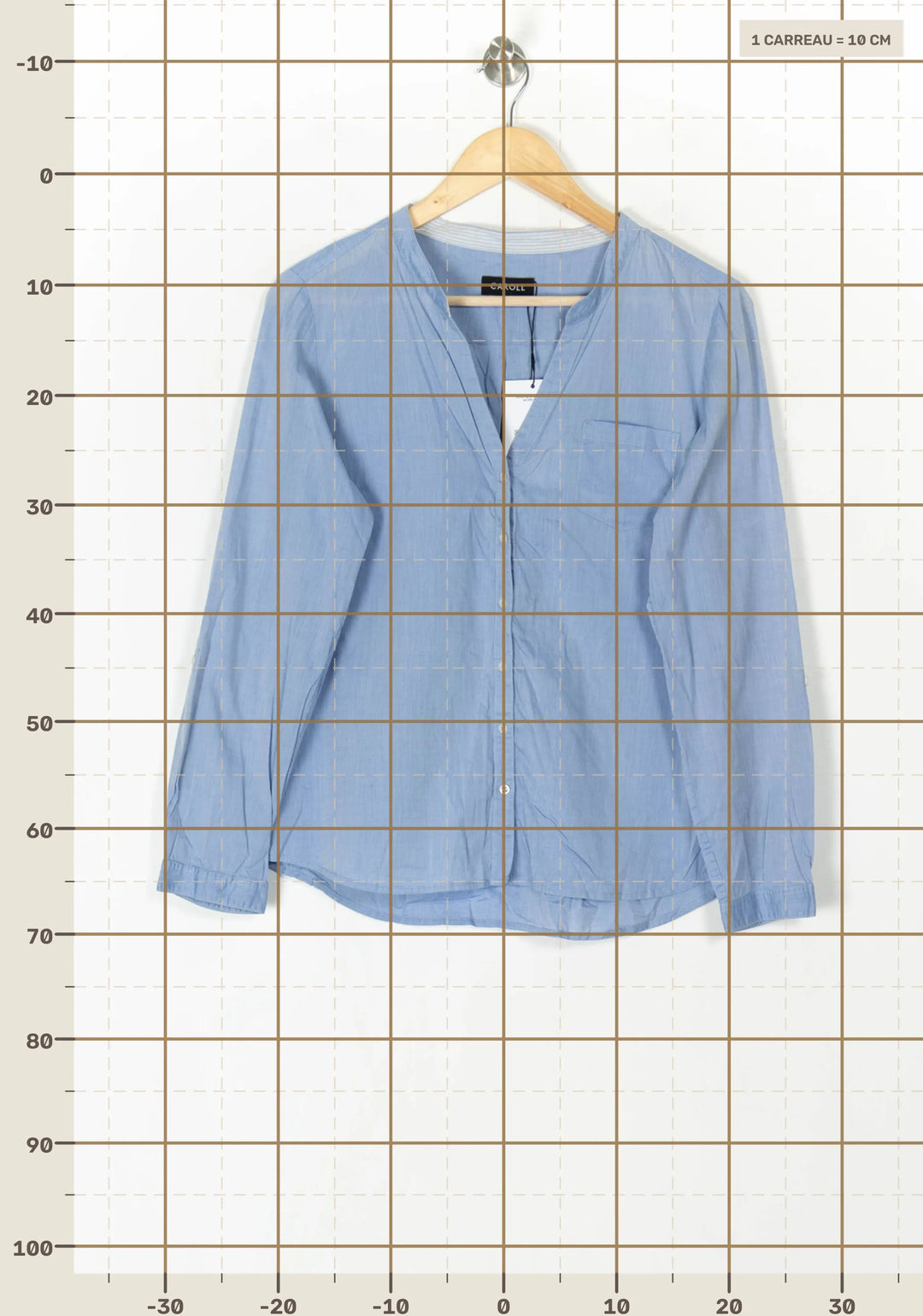 Chemise Bleu Clair - Taille L/40 de la marque Caroll | PARAD98483 - Vendu par Paradigme - Image 4