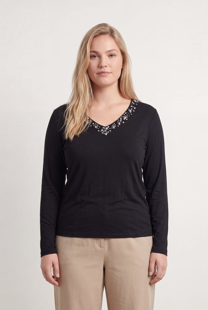 Tee-shirt à manches longues Noir - Taille XL/42 de la marque Caroll | PARAD98499 - Vendu par Paradigme - Image 1