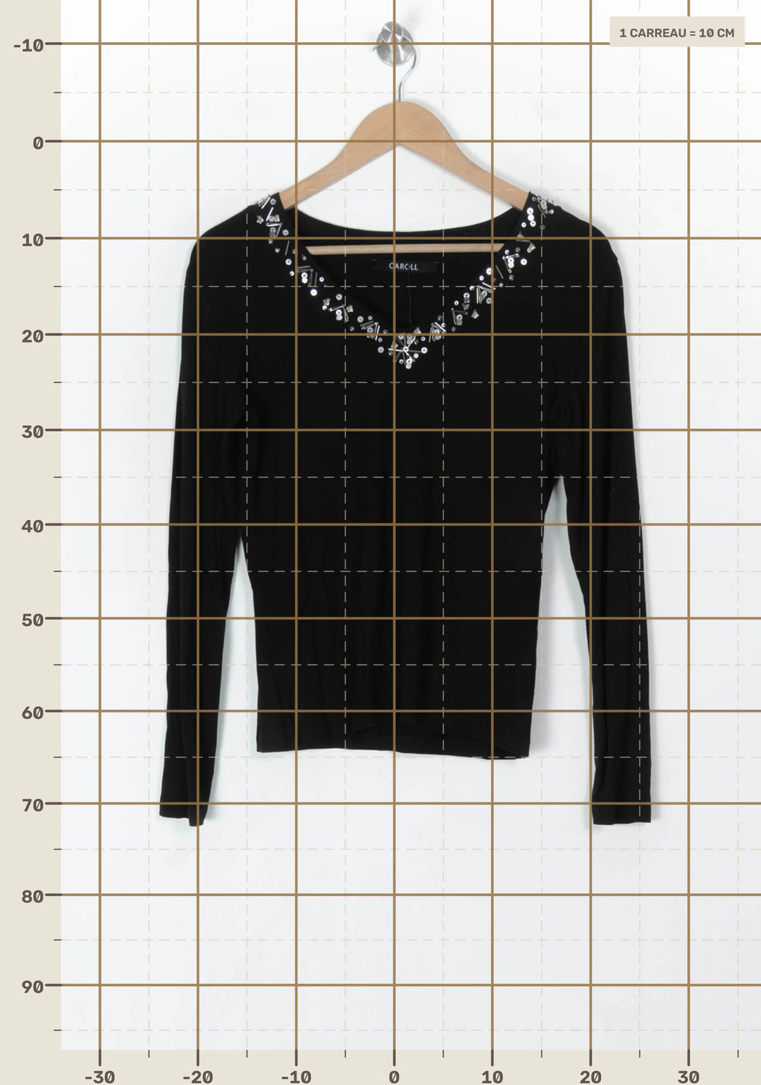 Tee-shirt à manches longues Noir - Taille XL/42 de la marque Caroll | PARAD98499 - Vendu par Paradigme - Image 4