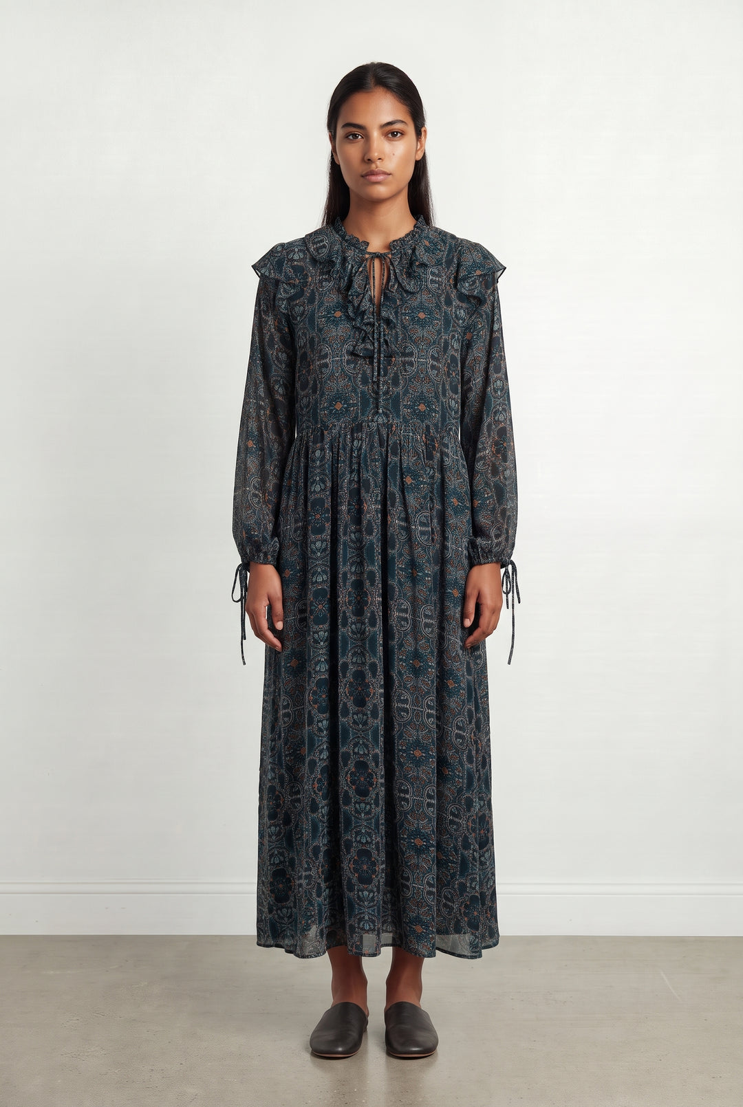 Robe Longue Bleue et Marron - Taille L/40 de la marque Suncoo | PARAD98569 - Vendu par Paradigme - Image 1