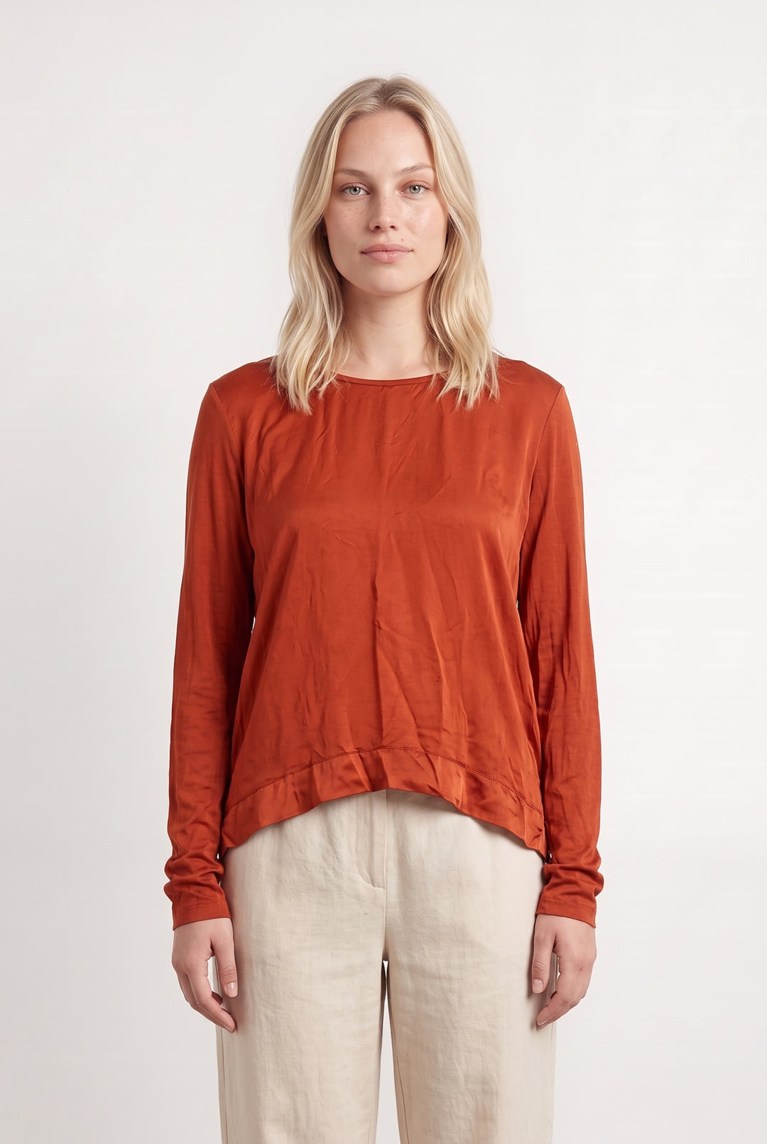 Tee-Shirt Manches Longues Rouge Brique - Taille L/40 de la marque Gerard Darel | PARAD98596 - Vendu par Paradigme - Image 1