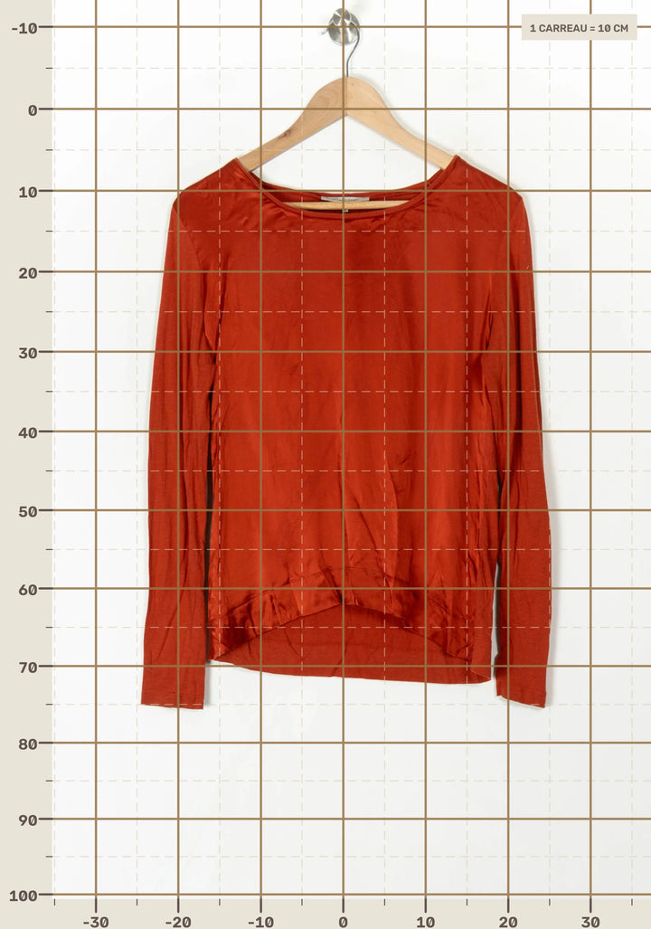 Tee-Shirt Manches Longues Rouge Brique - Taille L/40 de la marque Gerard Darel | PARAD98596 - Vendu par Paradigme - Image 4