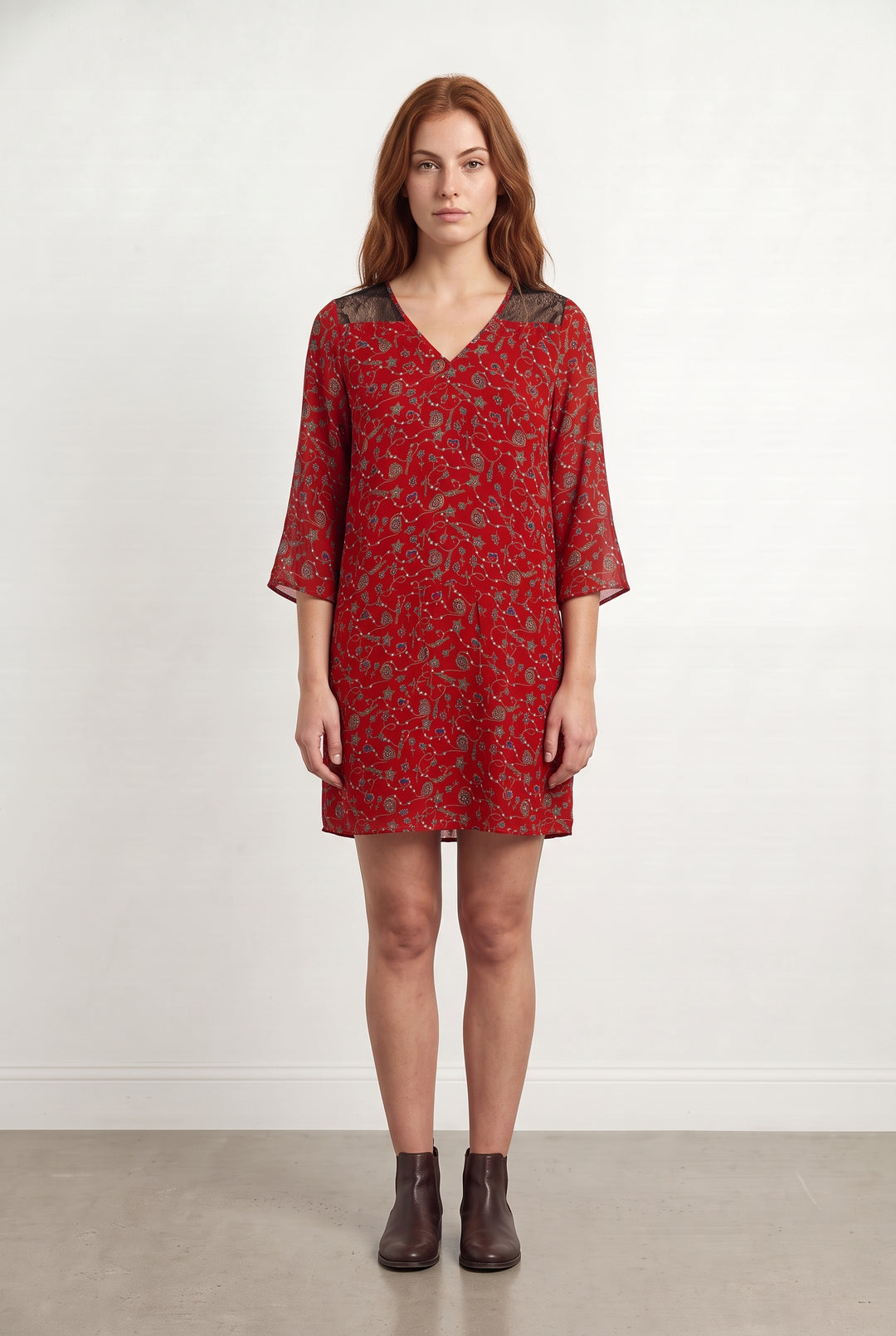 Robe Courte Rouge - Taille S/36 de la marque IKKS | PARAD98599 - Vendu par Paradigme - Image 1