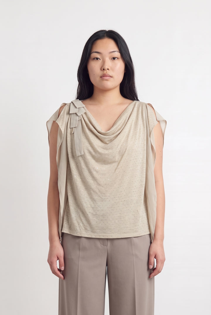 Blouse À Col Bénitier Beige - Taille XL/42 de la marque Liu Jo | PARAD98686 - Vendu par Paradigme - Image 1