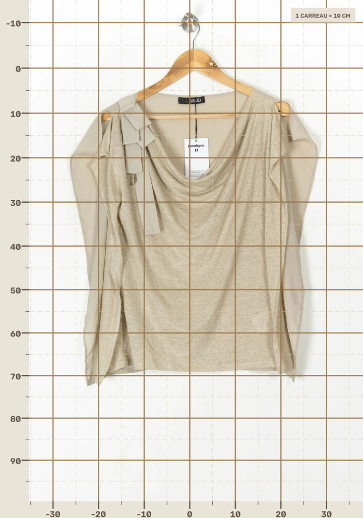Blouse À Col Bénitier Beige - Taille XL/42 de la marque Liu Jo | PARAD98686 - Vendu par Paradigme - Image 4