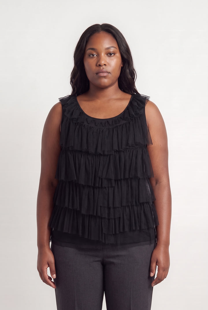 Blouse Sans Manches À Volants Noire - Taille XXXL/46 de la marque Liu Jo | PARAD98687 - Vendu par Paradigme - Image 1
