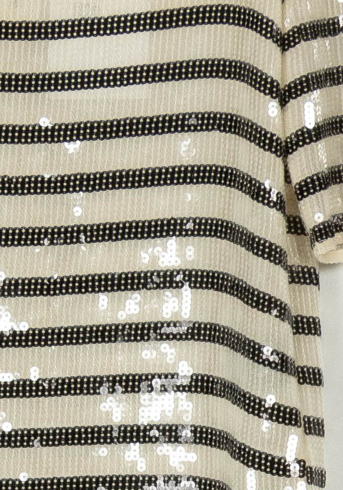T-shirt à Rayures Beige et Noir - Taille S/36 de la marque The Kooples | PARAD98690 - Vendu par Paradigme - Image 3
