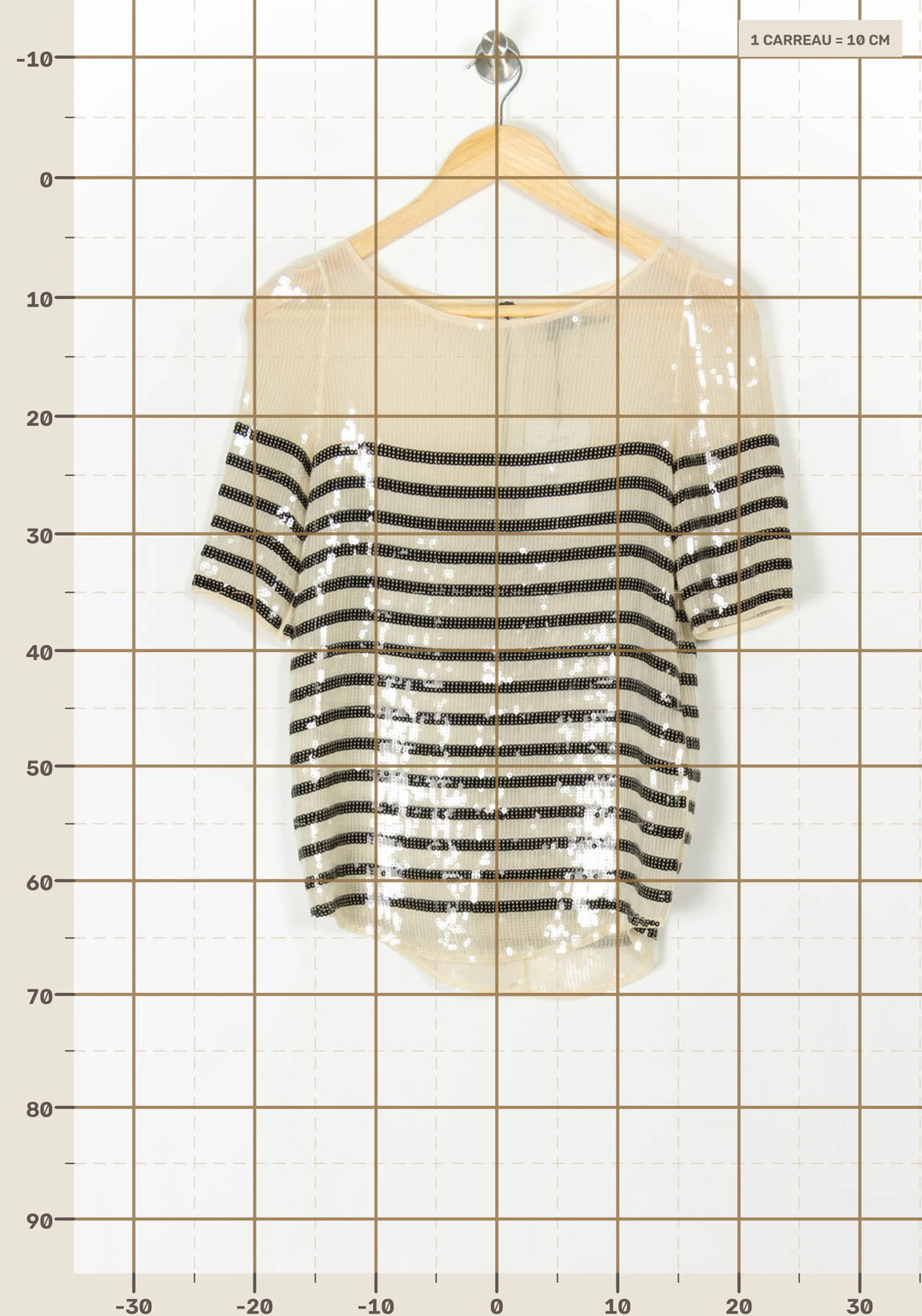 T-shirt à Rayures Beige et Noir - Taille S/36 de la marque The Kooples | PARAD98690 - Vendu par Paradigme - Image 4