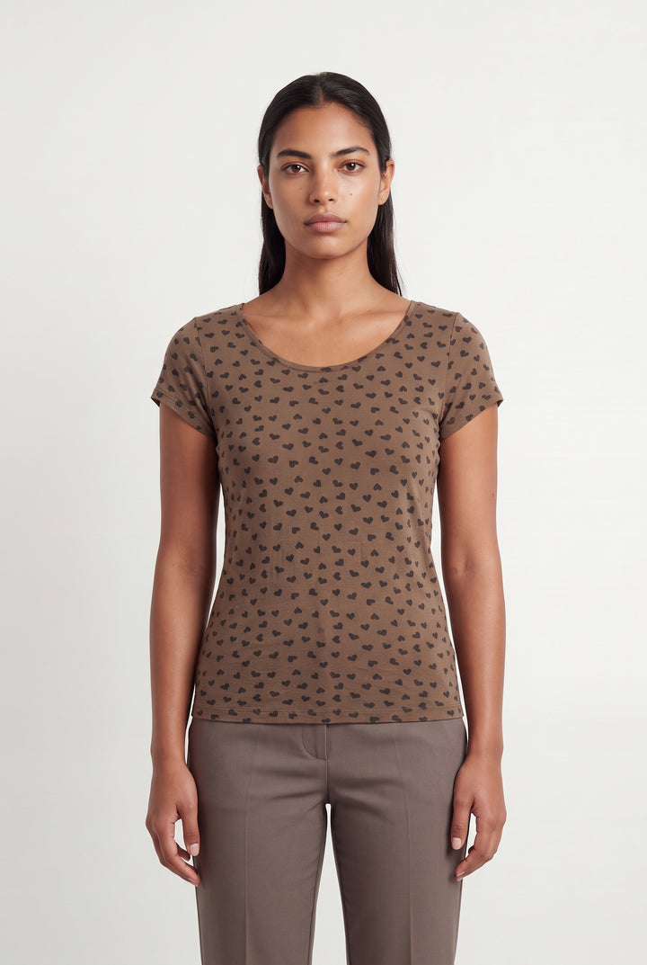 Tee-shirt Marron et Noir - Taille L/40 de la marque Caroll | PARAD98748 - Vendu par Paradigme - Image 1