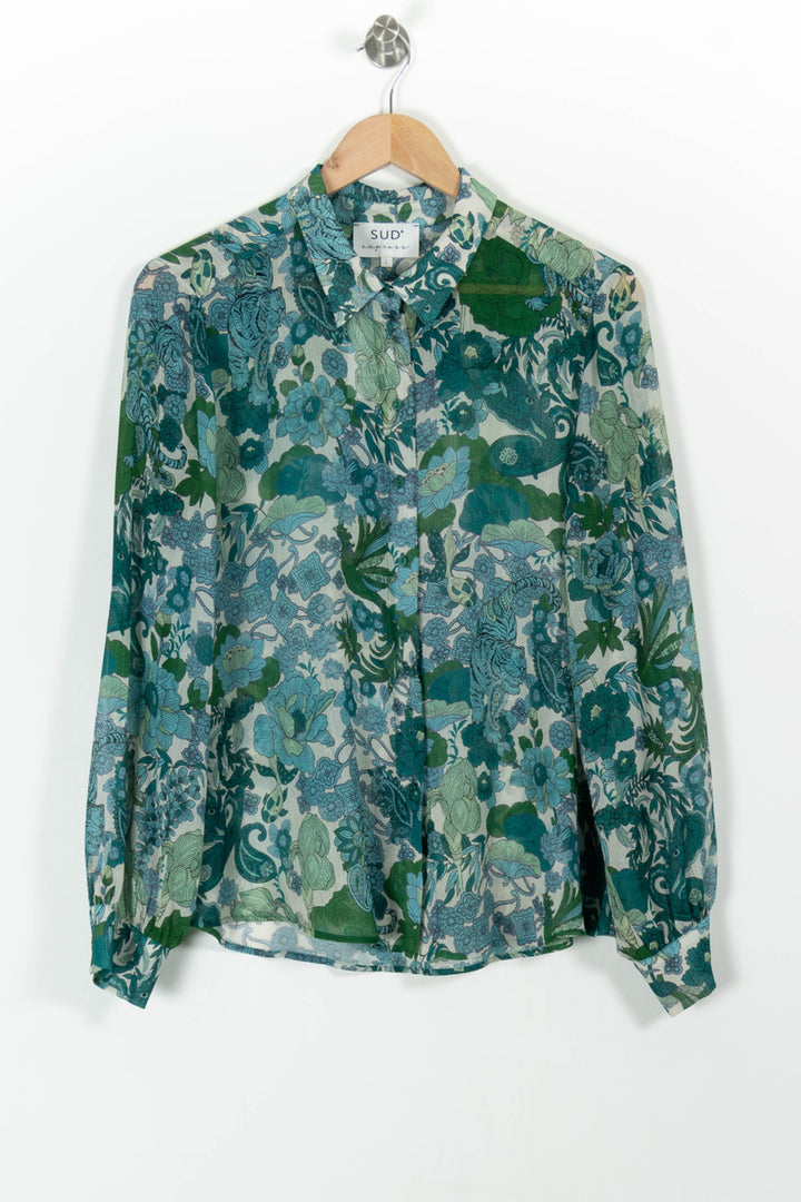 Chemise Fleurie Verte et Bleue - Taille L/40 de la marque Sud express | PARAD98806 - Vendu par Paradigme - Image 2