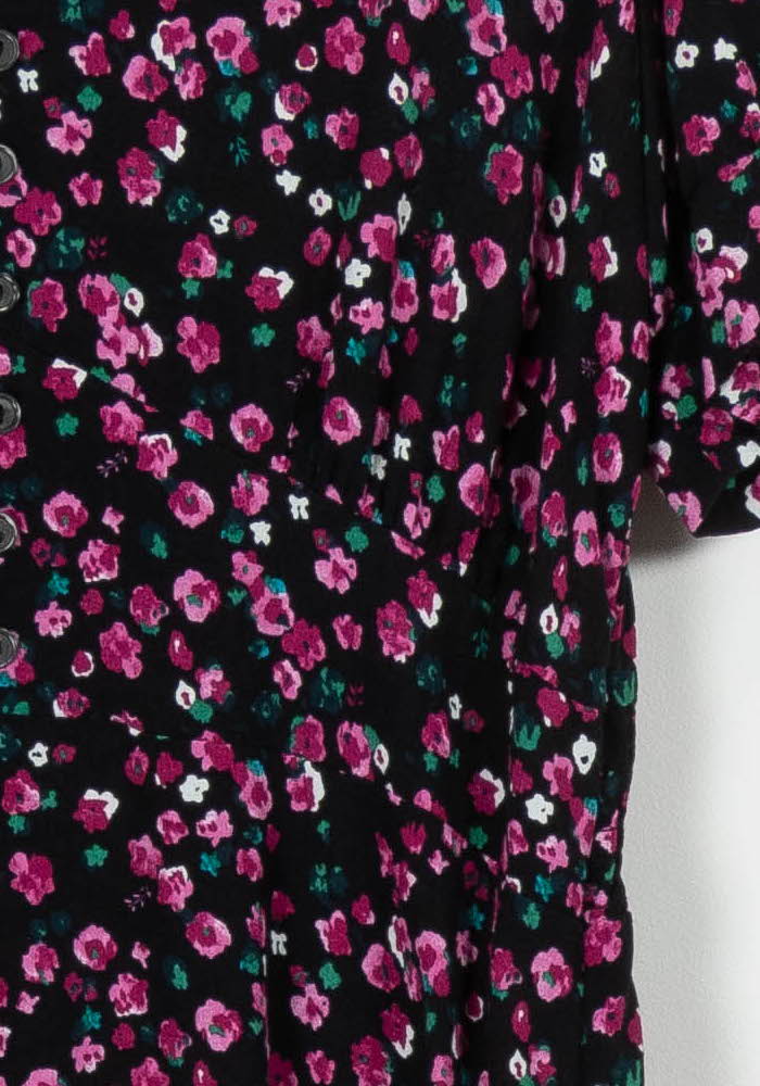 Robe Fleurie Noire et Rose - Taille S/36 de la marque La Fée Maraboutée | PARAD98818 - Vendu par Paradigme - Image 3