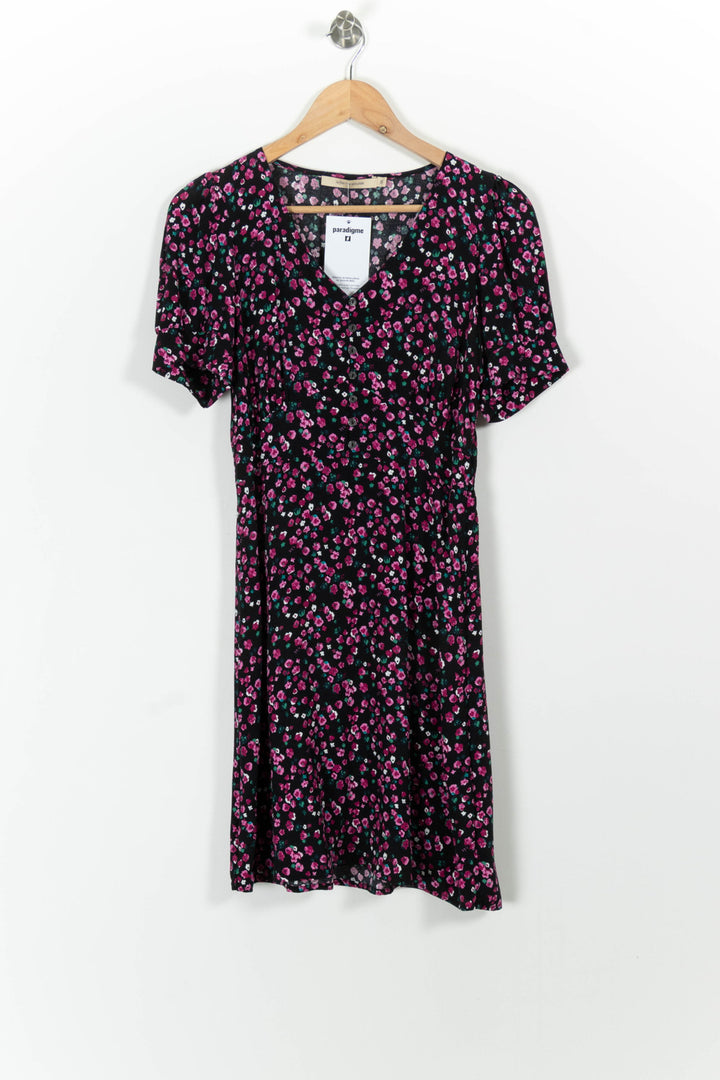 Robe Fleurie Noire et Rose - Taille S/36 de la marque La Fée Maraboutée | PARAD98818 - Vendu par Paradigme - Image 2