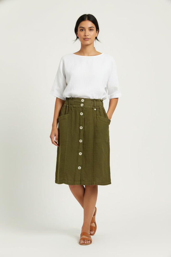 Jupe Boutonnée Verte - Taille S/36 de la marque One Step | PARAD98826 - Vendu par Paradigme - Image 1