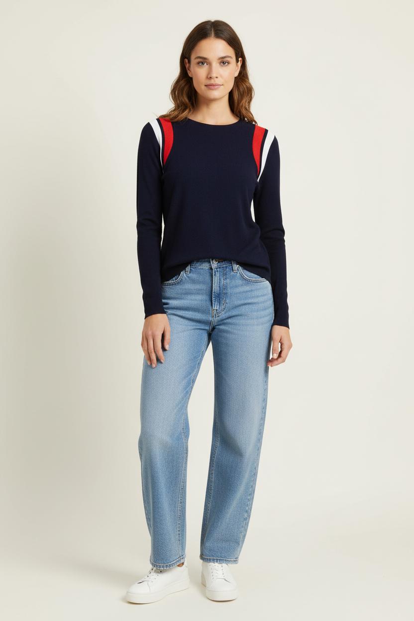 Pull Bleu marine et Rouge - Taille M/38 de la marque Maje | PARAD98846 - Vendu par Paradigme - Image 1