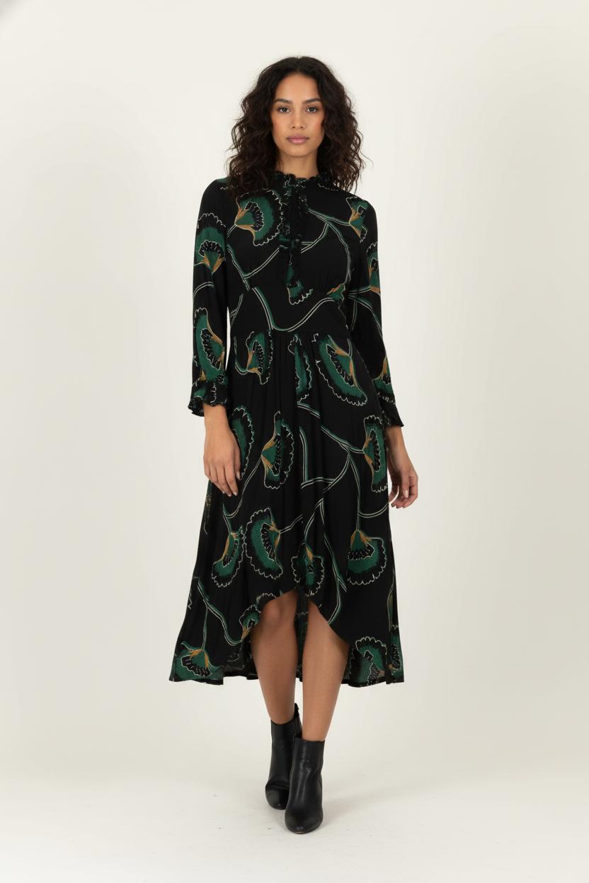 Robe Longue Noire et Verte - Taille XS/34 de la marque ba&sh | PARAD98849 - Vendu par Paradigme - Image 1