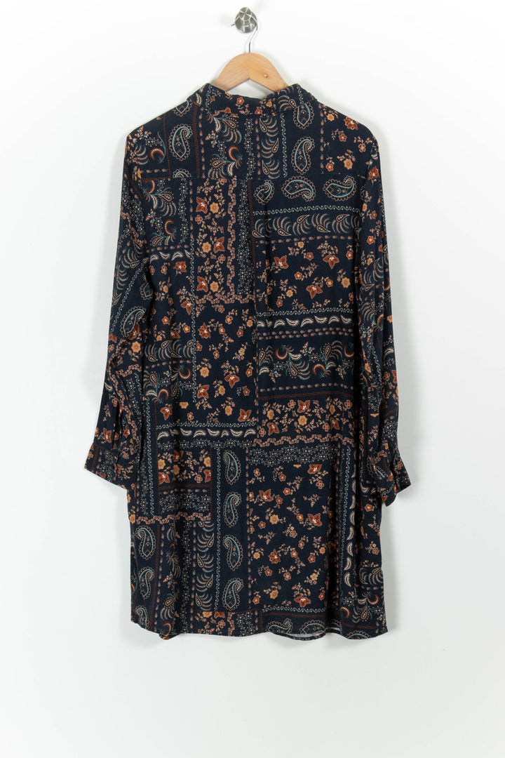 Robe Courte Bleu Marine et Marron - Taille XL/42 de la marque La Fée Maraboutée | PARAD98867 - Vendu par Paradigme - Image 4