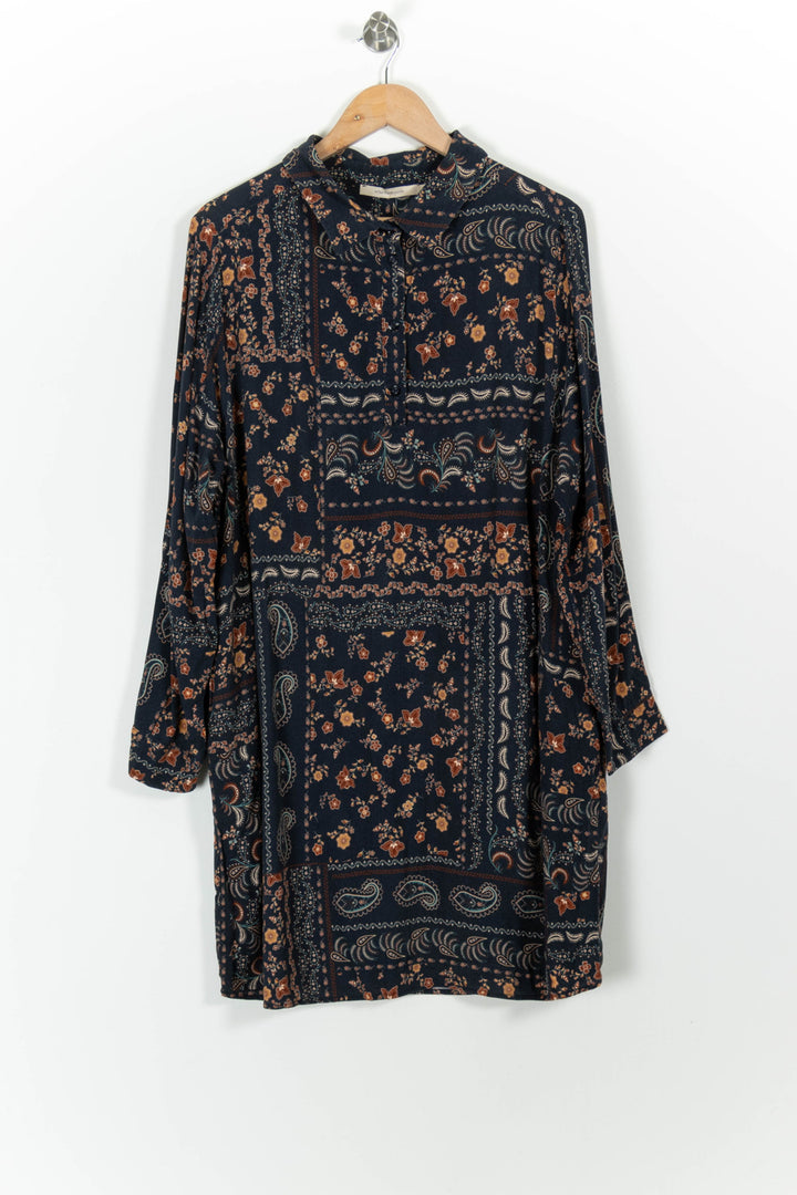 Robe Courte Bleu Marine et Marron - Taille XL/42 de la marque La Fée Maraboutée | PARAD98867 - Vendu par Paradigme - Image 2