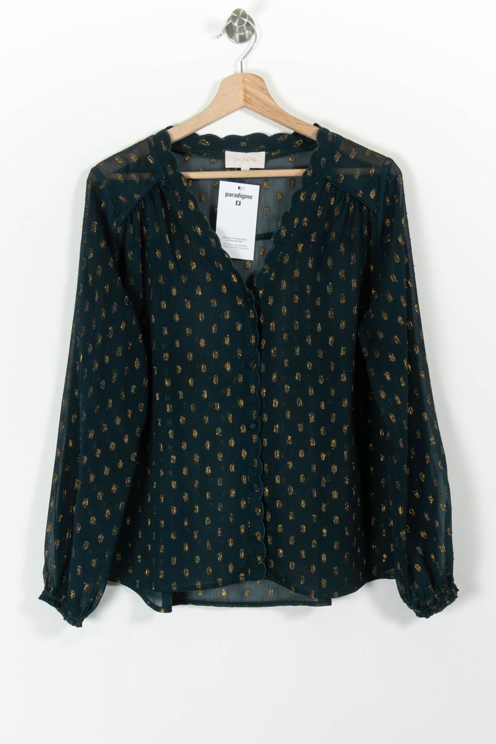 Blouse Verte et Dorée - Taille M/38 de la marque Grace & Mila | PARAD98868 - Vendu par Paradigme - Image 2