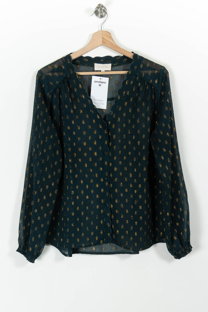 Blouse Verte et Dorée - Taille M/38 de la marque Grace & Mila | PARAD98868 - Vendu par Paradigme - Image 2