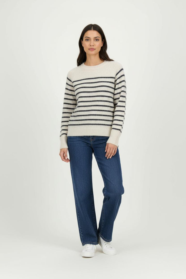 Pull Rayé Beige et Noir - Taille XS/34 de la marque Caroll | PARAD98878 - Vendu par Paradigme - Image 1