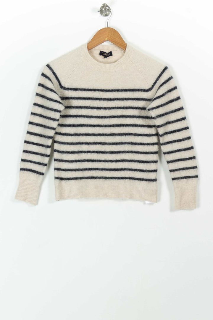 Pull Rayé Beige et Noir - Taille XS/34 de la marque Caroll | PARAD98878 - Vendu par Paradigme - Image 2