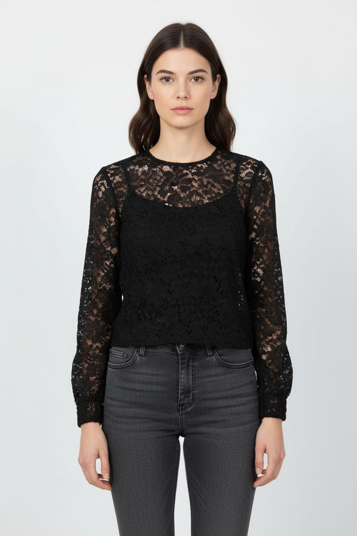 Blouse en Dentelle Noire - Taille M/38 de la marque The Kooples | PARAD98886 - Vendu par Paradigme - Image 1