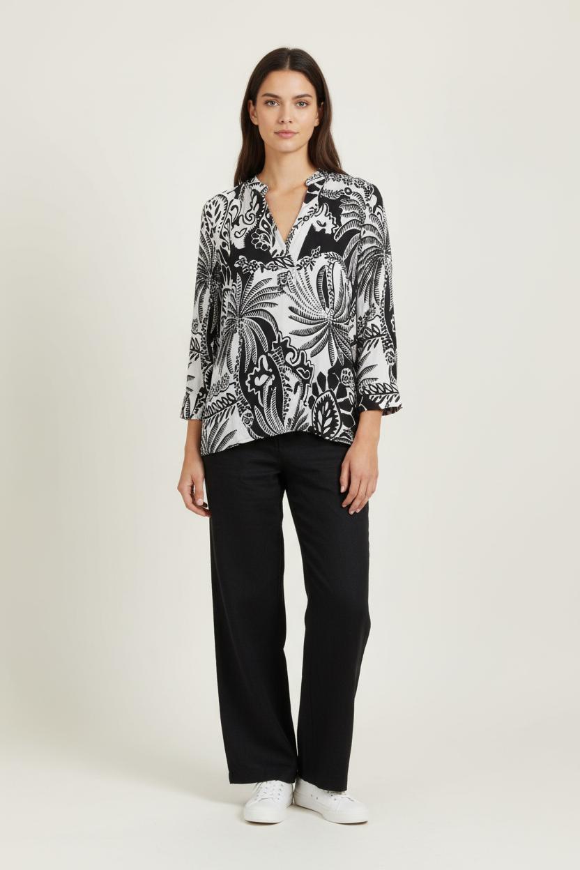 Blouse Noire et Blanche - Taille L/40 de la marque La Fée Maraboutée | PARAD98897 - Vendu par Paradigme - Image 1