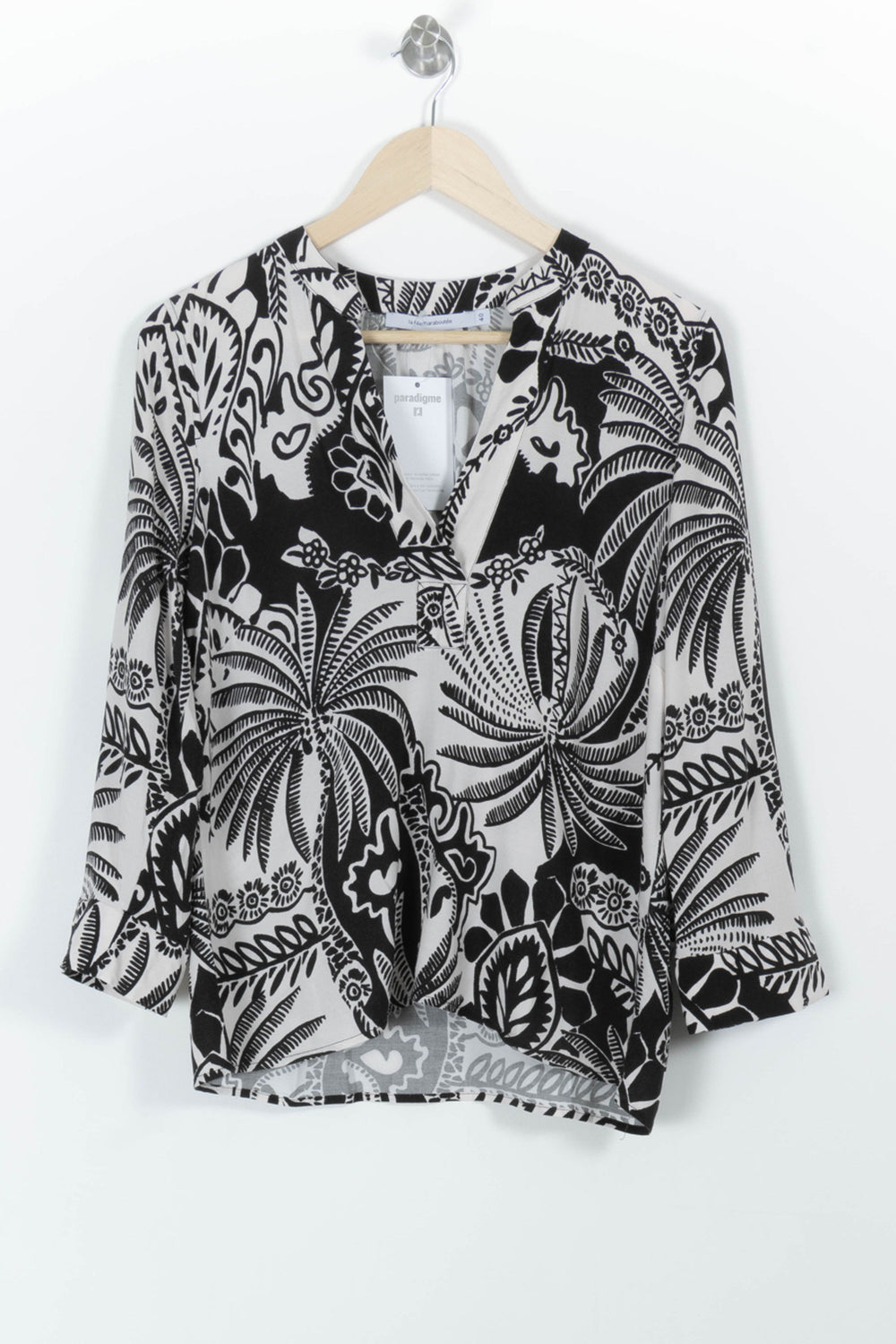 Blouse Noire et Blanche - Taille L/40 de la marque La Fée Maraboutée | PARAD98897 - Vendu par Paradigme - Image 2