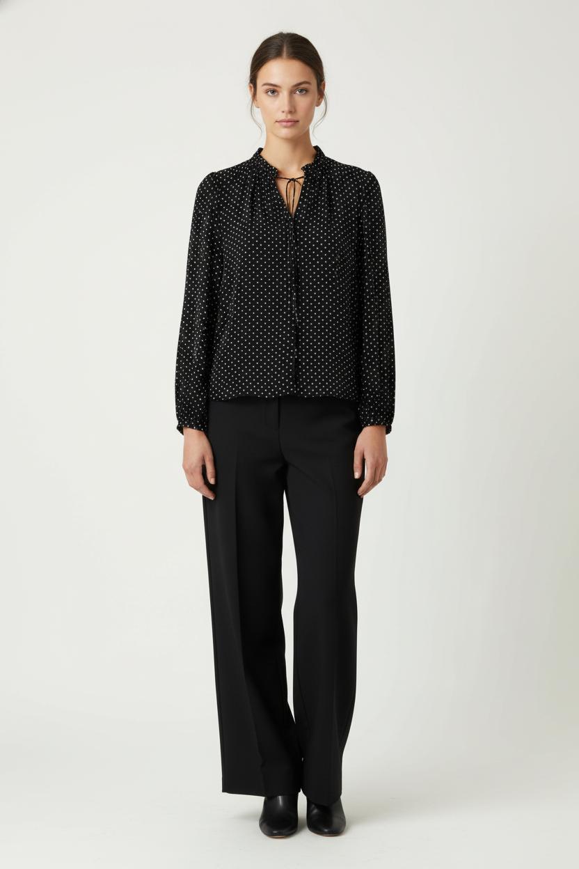 Blouse Noire à Pois Blancs - Taille S/36 de la marque Maje | PARAD98905 - Vendu par Paradigme - Image 1