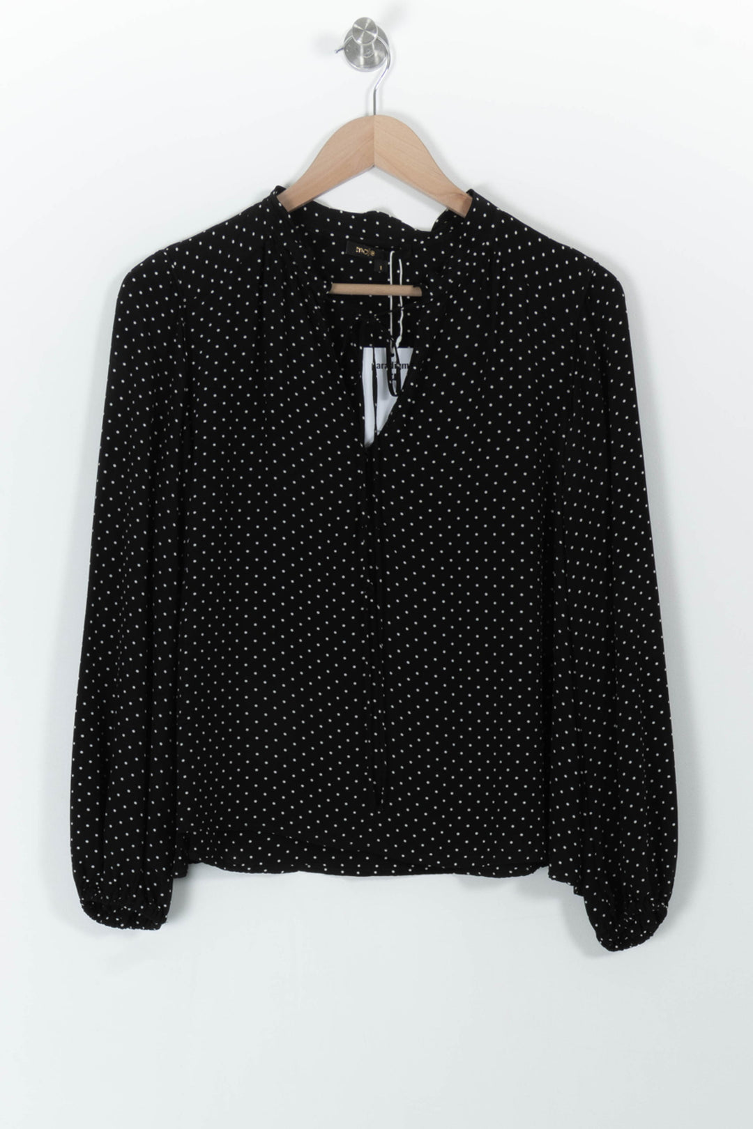 Blouse Noire à Pois Blancs - Taille S/36 de la marque Maje | PARAD98905 - Vendu par Paradigme - Image 2