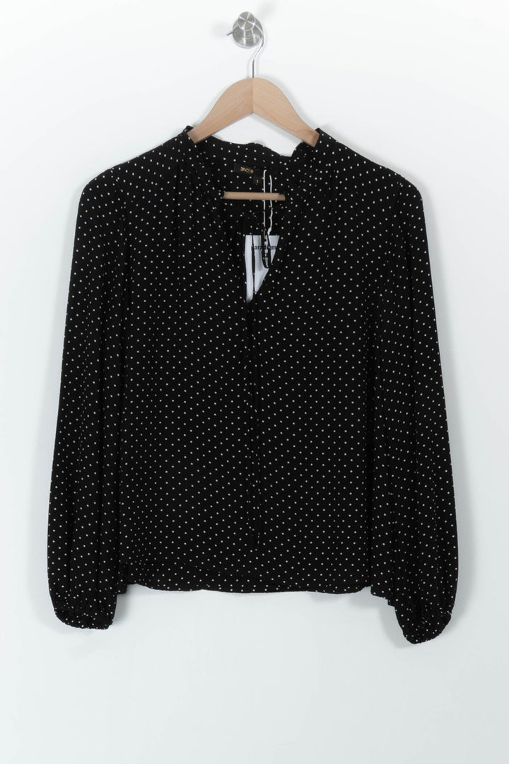Blouse Noire à Pois Blancs - Taille S/36 de la marque Maje | PARAD98905 - Vendu par Paradigme - Image 2