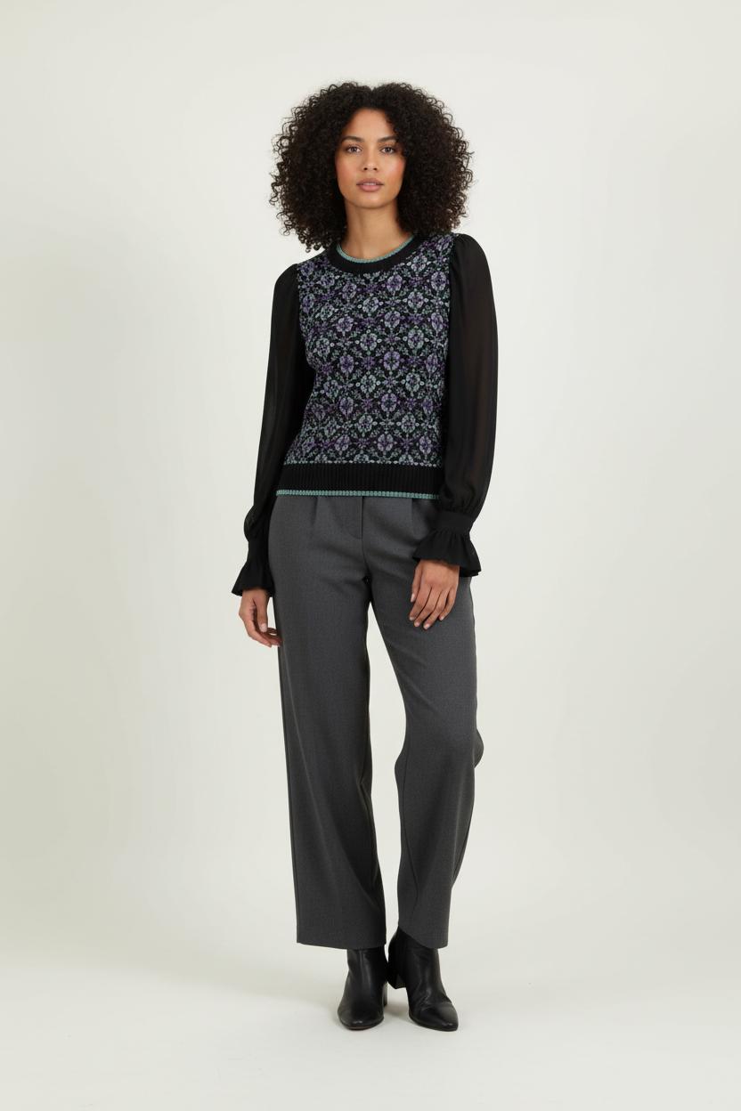 Pull Noir et Violet - Taille S/36 de la marque Maje | PARAD98909 - Vendu par Paradigme - Image 1